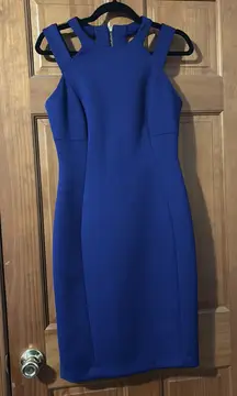 Calvin Klein Dress Blue Professional Wedding Business Unique Neckline Size 4