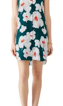 Equipment Janna Silk Dress Womens XS Floral Green Collar Button Front Sleeveless