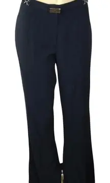 Bacci Size 14 Vintage Designed in Italy Navy Dress Pants Bedazzled Design Waist.