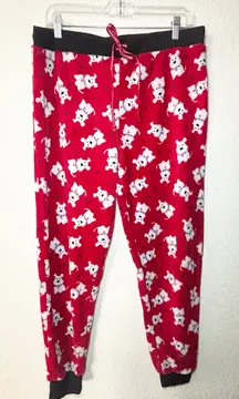 Charming Red Pajama Pants with Dog Design
