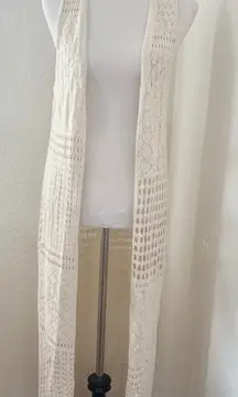BDG Ivory Open-Knit Sleeveless Cardigan