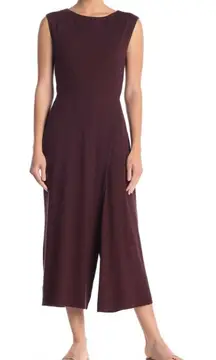 Eileen Fisher Sleeveless Wide-Leg Jumpsuit Burgundy Stretch Small