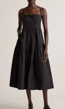 QUINCE WOMENS COTTON POPLIN MIDI DRESS BLACK XS NEW WITH TAGS