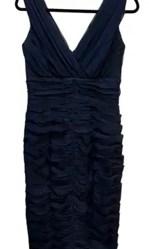 Tadashi Navy Ruched Bodycon Dress Size 8 Cocktail Evening Gown Mother Of Bride‎