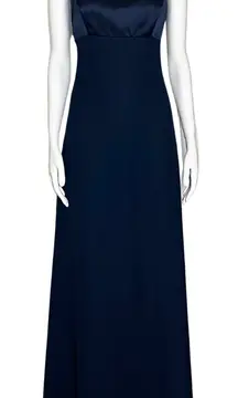 Vintage 90s Navy Long Formal Prom Dress Empire Waist Classic Black Tie Medium 8