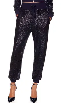 NWT Susana Monaco Sequin Jogger Pants in Thunder (blue) Sz XS $188