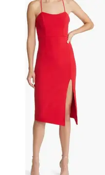Lulus Get the Party Going Cocktail Bodycon Midi Dress Red Women's Size Large NWT
