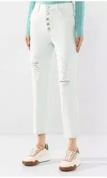 NWT J Brand HYDROSPHERE Heather Destruct High-Rise Slim Straight Leg
