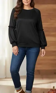 Halogen Women’s Black Puff Sleeve Blouse Size Large