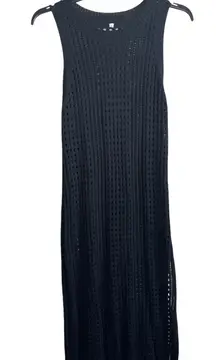 Black Knit Sleeveless Midi Dress Cover Up Beach Resort Casual size large