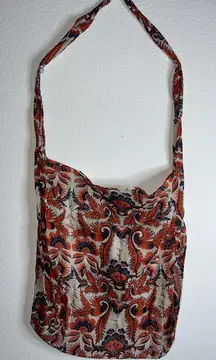 Free People Lightweight Hippie Floral Beachy Linen Semi Sheer Shopper Tote Bag