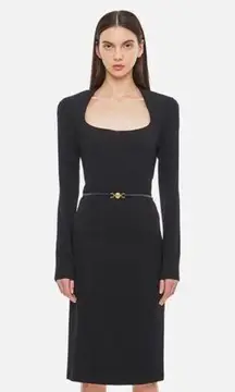 VERSACE SABLE VISCOSE MIDI DRESS small black long sleeves Luxury