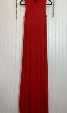 Rachel Pally Cait Maxi Dress Size XS Red Orange Turtleneck Sleeveless Swingy