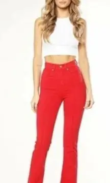 Revice Venus Flares / Mars bar Red Star High Waist Bellbottom Denim Jeans- Sz.28