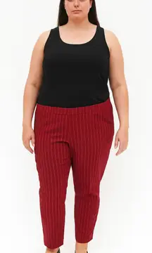 Isaac Mizrahi Live! Women's 24/7 Stretch Tapered Pants Red Print Size 24W NWT