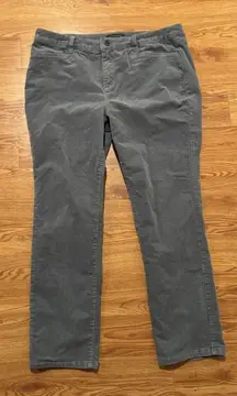 Talbots Womens Gray Simply Flattering 5-Pockets Straight Leg Corduroy Pants 14p