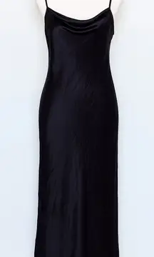 Y2K Bebe Womens Dress Size M Black‎ Satin Slip Midi Minimalist 90s Party Cowl