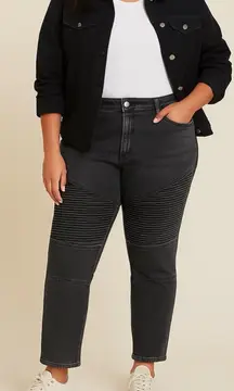 ModCloth Moto Style‎ Jean Black Wash Ribbed Knee XL