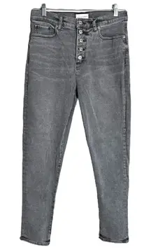Loft The Skinny Jeans Gray Wash Exposed Button‎ Fly Fading Whiskering High Rise