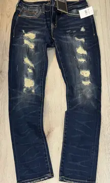 Rock Revival Dark Blue distressed ankle Skinny Jeans denim