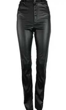 Zara Black Faux Leather High Rise Fitted Ankle Straight Leg Pants Size 00