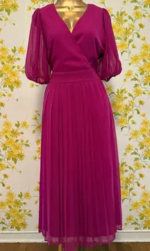 Elegant Magenta Midi Dress size M