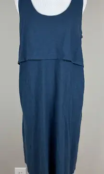 Toad & Co Paintbrush Tank Dress Womens Medium Blue Organic Cotton Knit Layered M
