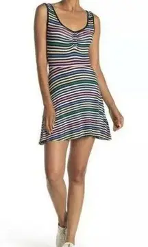 Love Fire NORDSTROM Multicolor Striped Sleeveless Skater Dress Sz XS NEW