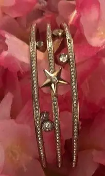 MICHAEL KORS Beyond Brilliant Rose Gold Cuff Bracelet Star Crystals Rhinestones