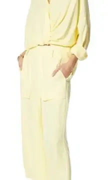 Young Fabulous Broke YFB Sailor Linen Wide Leg Cropped High Rise Pant Yellow‎ S