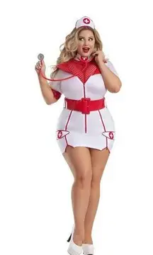 NEW Party KIng Zip-Up Naughty Nurse Costume Size 1X