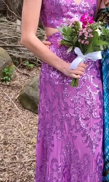 Purple Sequins Prom Dress