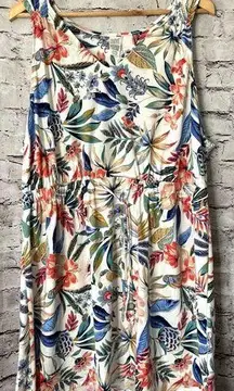 West Loop Floral Tropical Drawstring Tank Dress Women’s XL