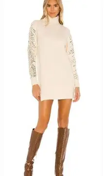 Superdown Rudie Sparkle Sleeve Dress in Ivory