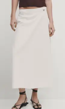 NWT Massimo‎ Dutti White Wrap Denim Skirt Size 6