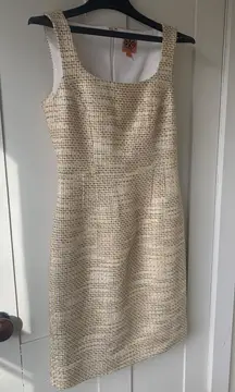 Tory Burch Tweed gold & white dress.