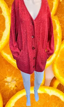 Cabela's Button Up Red Cardigan with‎ Front Pockets Size XL