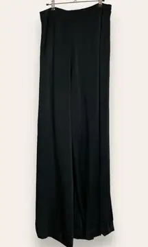 Lanvin Wide Leg‎ Pants Flowy Women Black Size Slacks Trousers Formal Buttons 44