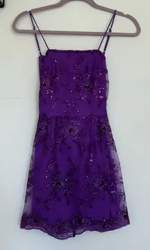 Lucy in the Sky Purple Open Back Sequined Mini Dress Size XS