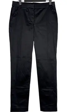 J. Crew Straight Leg Mid Rise Ankle Trousers Pockets Flat Zip Stretch 2 Black