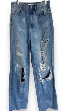 PacSun‎ Womens Jeans Sz 25 90s Boyfriend Distressed Bleached Ripped Baggy
