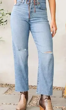 Levi’s ribcage straight ankle jeans raw hem 29 NEW