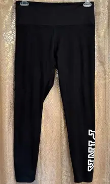 PINK Victorias Secret Black White Logo Cozy Fleece Lined Warm Leggings Large