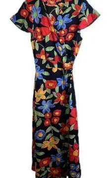 YesNo Black Floral Maxi Wrap Dress Size 2XL