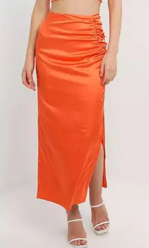 Orange Satin Maxi Skirt