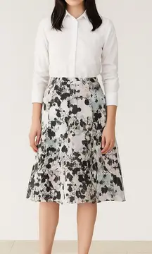 Lafayette 148 Art to Wear‎ Abstract Floral Linen Blend A Line Skirt Size 10P