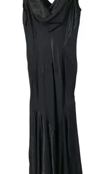 Vintage Alex Evening Shiny & Matte Black Mix Handkerchief‎ Hem Dress