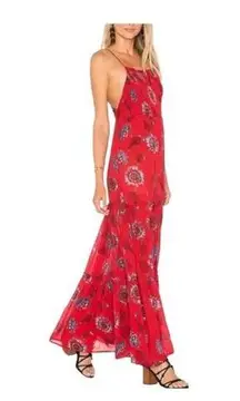 Free People  Intimately Garden Party Maxi Dress Red Size XS Floral Coastal Boho