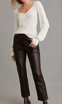 PAIGE Europa Sweater Women's Sml Ivory Silk Blend Balloon Long Sleeve Sweetheart