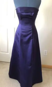 Purple satin strapless formal